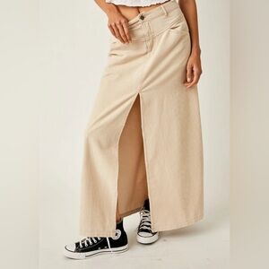 We The Free Free People Beige Corduroy Midi Skirt Size 6